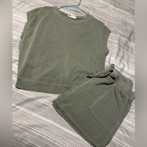 Green Sleeveless Top and Shorts Set